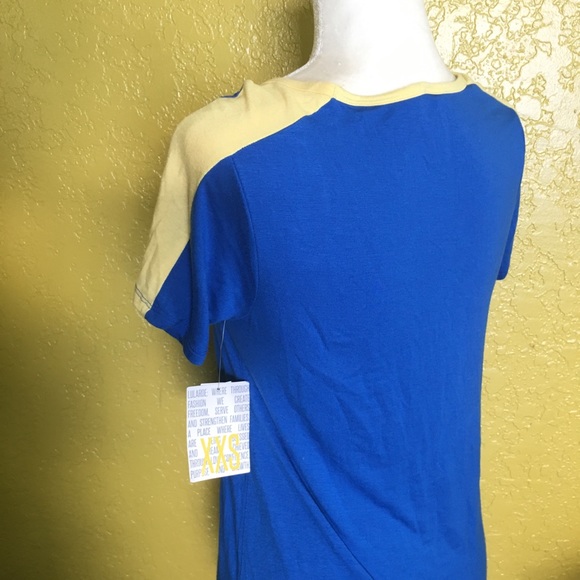 NWT Lularoe Classic Tee Blue Yellow Size XXS - Picture 3 of 5